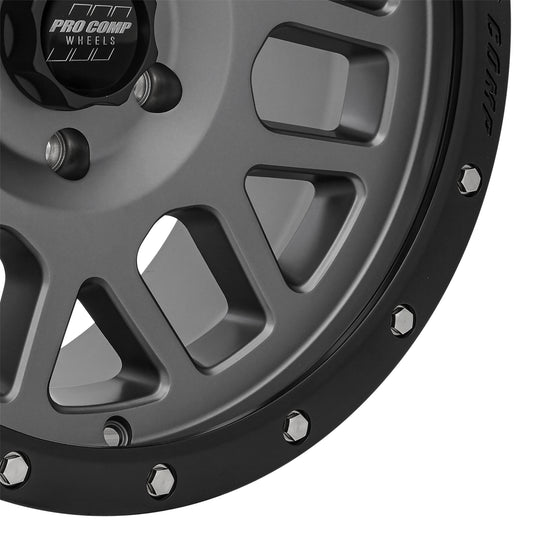 Pro Comp Wheels Vertigo Matte Graphite 18x9 6x5.5 5BS Offset 0mm Cap P/N 5040556000 2640-898350