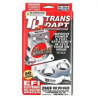 Trans-Dapt Performance Cast Aluminum Wide-Open Mpfi Spacer For 1999-2004 Ford F250 F350 F450 F550 Or Motorhome With 6.8L V10 2669