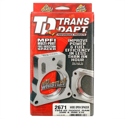 Trans-Dapt Performance Cast Aluminum Wide-Open Mpfi Spacer For 1994-02 Dodge Ram 2500 Or 3500 With V10 2671