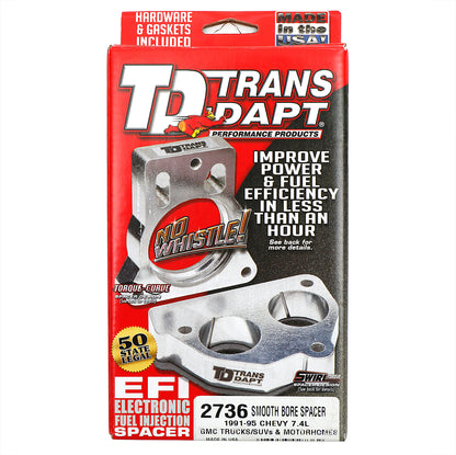 Trans-Dapt Performance 1991-95 7.4L V8 Chevy/Gmc Trucks Suvs And Motorhomes- Smooth-Bore Throttle Body Spacer 2736
