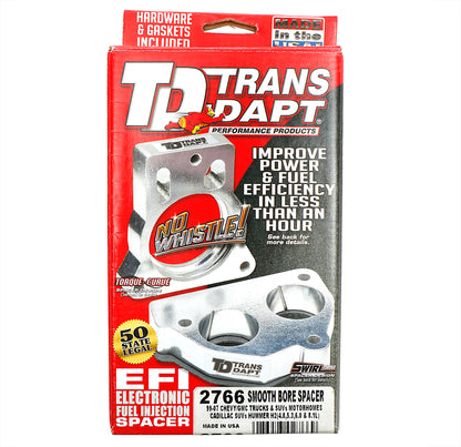 Trans-Dapt Performance Smooth-Bore Mpfi Spacer For 1999-06 Chevy/Gmc Trucks And Suvs Cadillac Escalade Hummer H2 Or Motorhome With 4.8L 5.3L 6.0L Or 8.1L Engine 2766