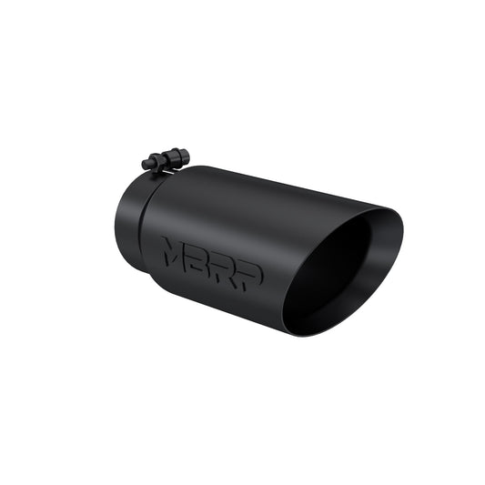 MBRP Exhaust Tip; 5in. O.D. Dual Wall Angled 4in. inlet 12in. length-Black Coated T5053BLK