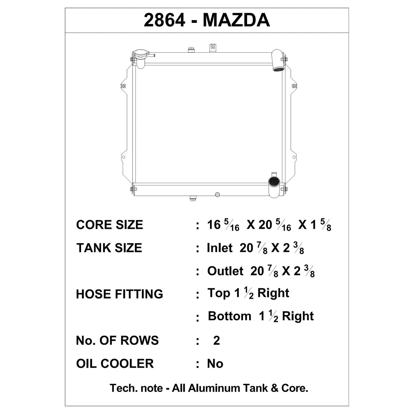 CSF Cooling Racing CSF 2864 - 89-91 Mazda FC RX-7 Radiator (Discontinued) 2864