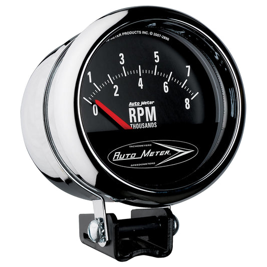 AutoMeter 3-3/4 in. PEDESTAL RETRO TACH 0-8000 RPM SHORT SWEEP TRADITIONAL CHROME 2897