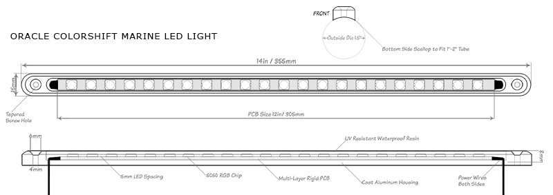 Oracle Lighting 2910-333 - ORACLE ColorSHIFT Marine LED Tube Mount Light
