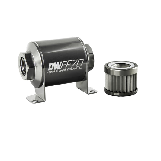 Deatschwerks In-line fuel filter element and housing kit, stainless steel 10 micron, -10AN, 70mm. Universal DEW-8-03-070-010K