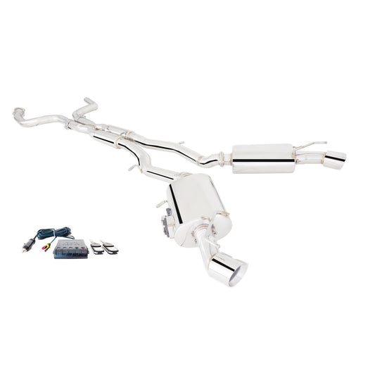 XFORCE Chevrolet Camaro SS 2016+ Twin 3" Stainless Steel Cat Back System With Dual Varex Rear Mufflers With Single Tips; Exhaust System Kit ES-CC16-VMK-CBS