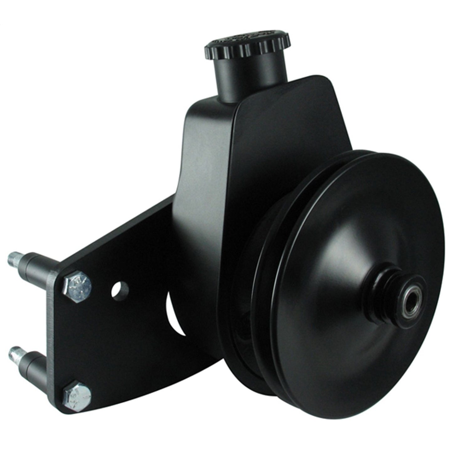Borgeson - Power Steering Pump Kit - P/N: 800330 - Ford power steering pump upgrade. Fits Ford 289/302/351W. Includes pump bracket pulley and hardware. Painted black.