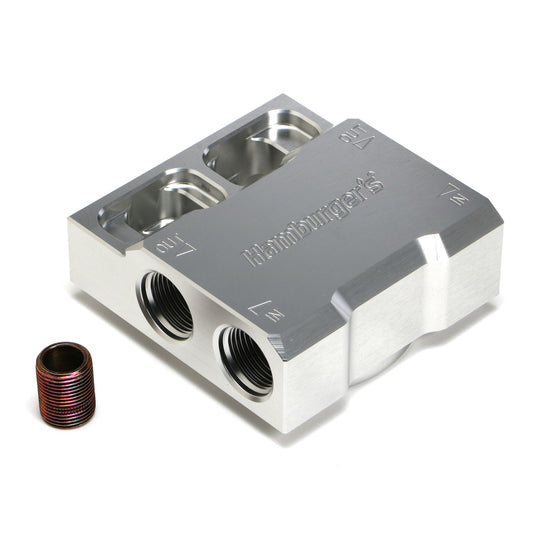 HAMBURGER'S PERFORMANCE PRODUCTS SINGLE REMOTE OIL FILTER RELOCATION BASE; HP4 (OR EQUIVALENT); -12AN PORTS- BILLET ALUMINUM 3303