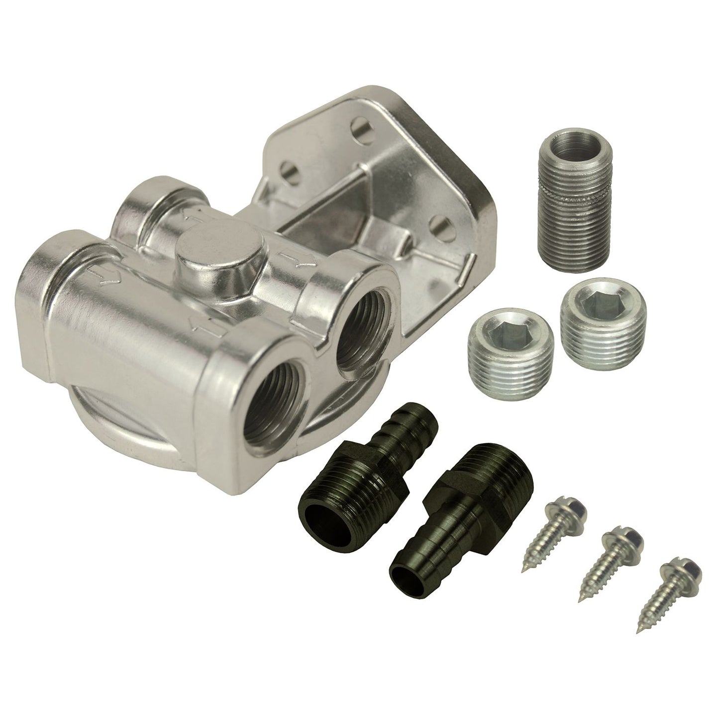 Derale Single Side Ports 1/2" NPT Filter Mount Kit with 13/16"-16 Filter Thread 15729