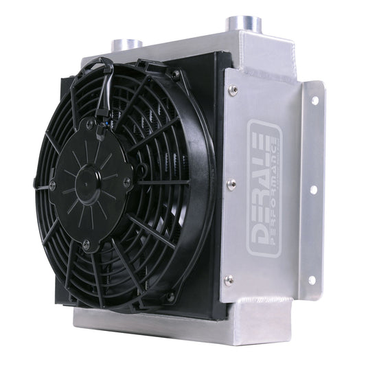 Derale 18 Row Hi-Flow Racing Remote Fluid Cooler w/ Low Profile Fan, 7/8-14 UNF O-ring 65860