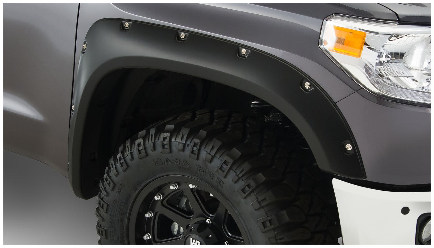 Bushwacker 30039-02 Black Pocket/Rivet Style Smooth Finish Front Fender Flares For 2014-2021 Toyota Tundra