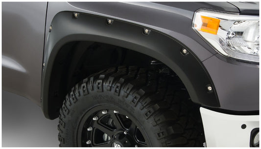 Bushwacker 30039-02 Black Pocket/Rivet Style Smooth Finish Front Fender Flares For 2014-2021 Toyota Tundra