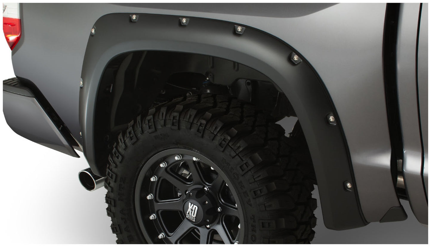 Bushwacker 30040-02 Black Pocket/Rivet Style Smooth Finish Rear Fender Flares For 2014-2021 Toyota Tundra