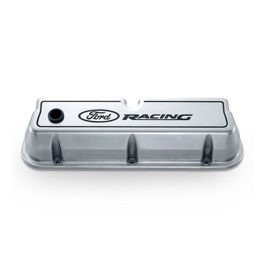 Proform Engine Valve Covers; Tall Style; Die Cast; Polished with Ford Logo; For SB Ford 302-001