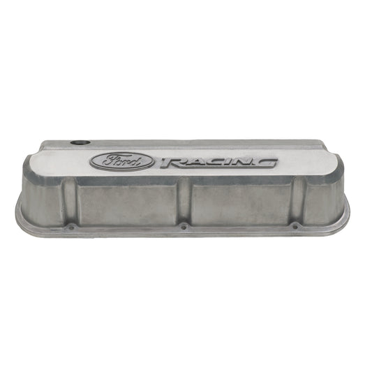 Proform Valve Covers; Slant-Edge Tall; Alum.; Unfinished with Raised Ford Logo; SB Ford 302-146