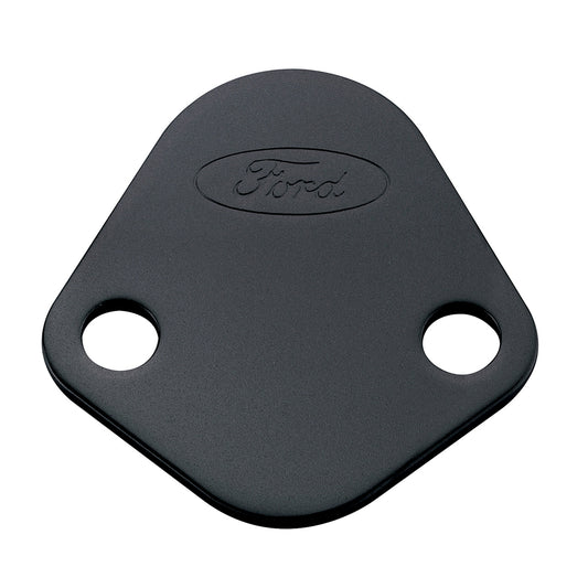 Proform Fuel Pump Block-Off Plate; Black Crinkle with Ford Oval; Fits 289-351W Ford V8's 302-291
