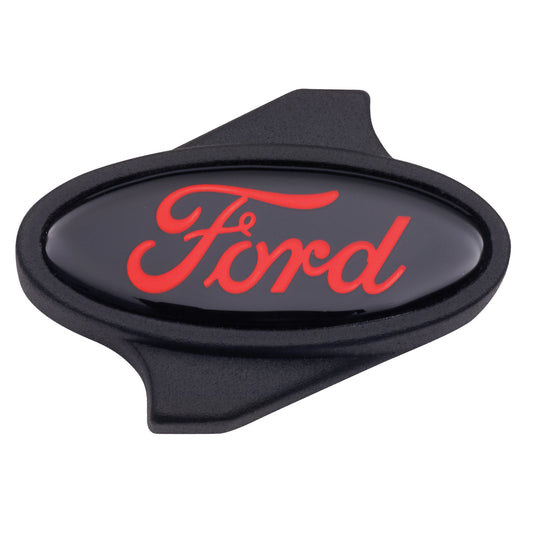 Proform Carburetor Air Cleaner Center Nut; Ford Oval Logo; 1/4 -20 Thread; Black/Red 302-339