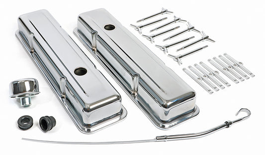 Trans-Dapt Performance O.E.M. Style Engine Dress-Up Kit; Short Valve Covers; 1958-1986 Chevrolet 283-350- Chrome 3041