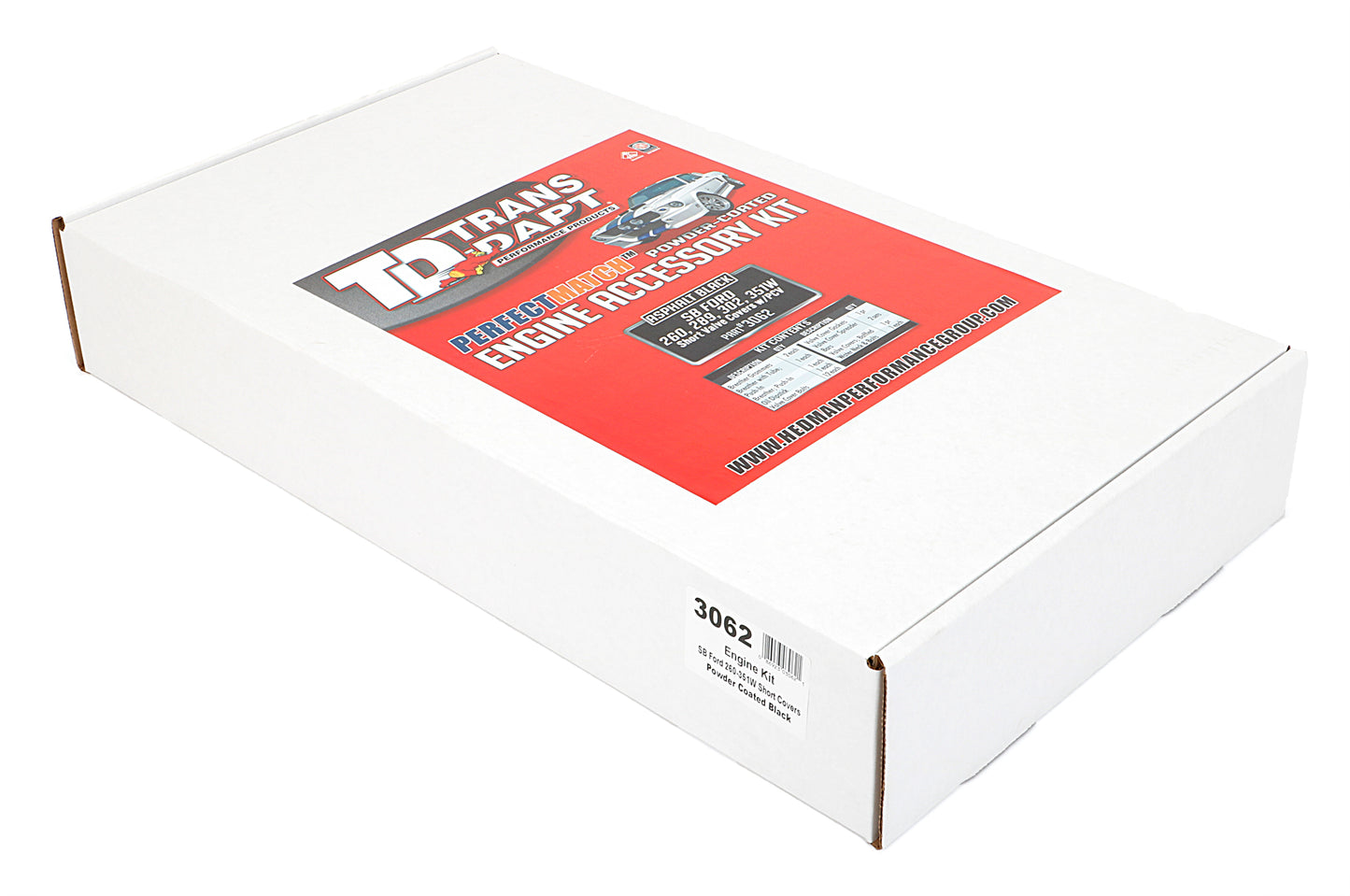 Trans-Dapt Performance Powder-Coated Engine Kit; 1962-85 Sb Ford 260-351W (Windsor Block); Short Valve Covers- Asphalt Black 3062