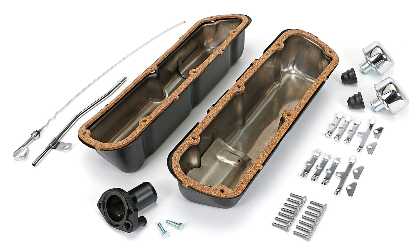 Trans-Dapt Performance Powder-Coated Engine Kit; 1962-85 Sb Ford 260-351W (Windsor Block); Short Valve Covers- Asphalt Black 3062