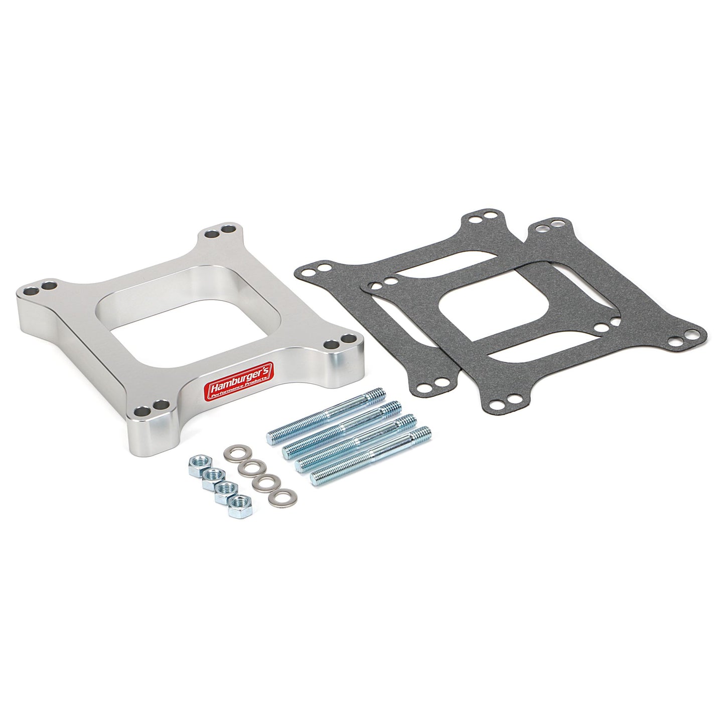 HAMBURGER'S PERFORMANCE PRODUCTS OPEN PLENUM CARBURETOR SPACER- HOLLEY / AFB; 1 IN. TALL- BILLET ALUMINUM 3201