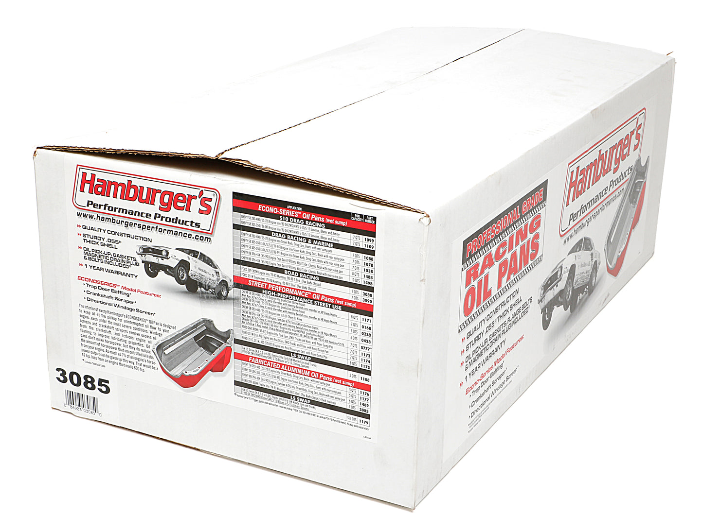 HAMBURGER'S PERFORMANCE PRODUCTS FABRICATED ALUMINUM OIL PAN; 79-85 SB FORD 302 3085