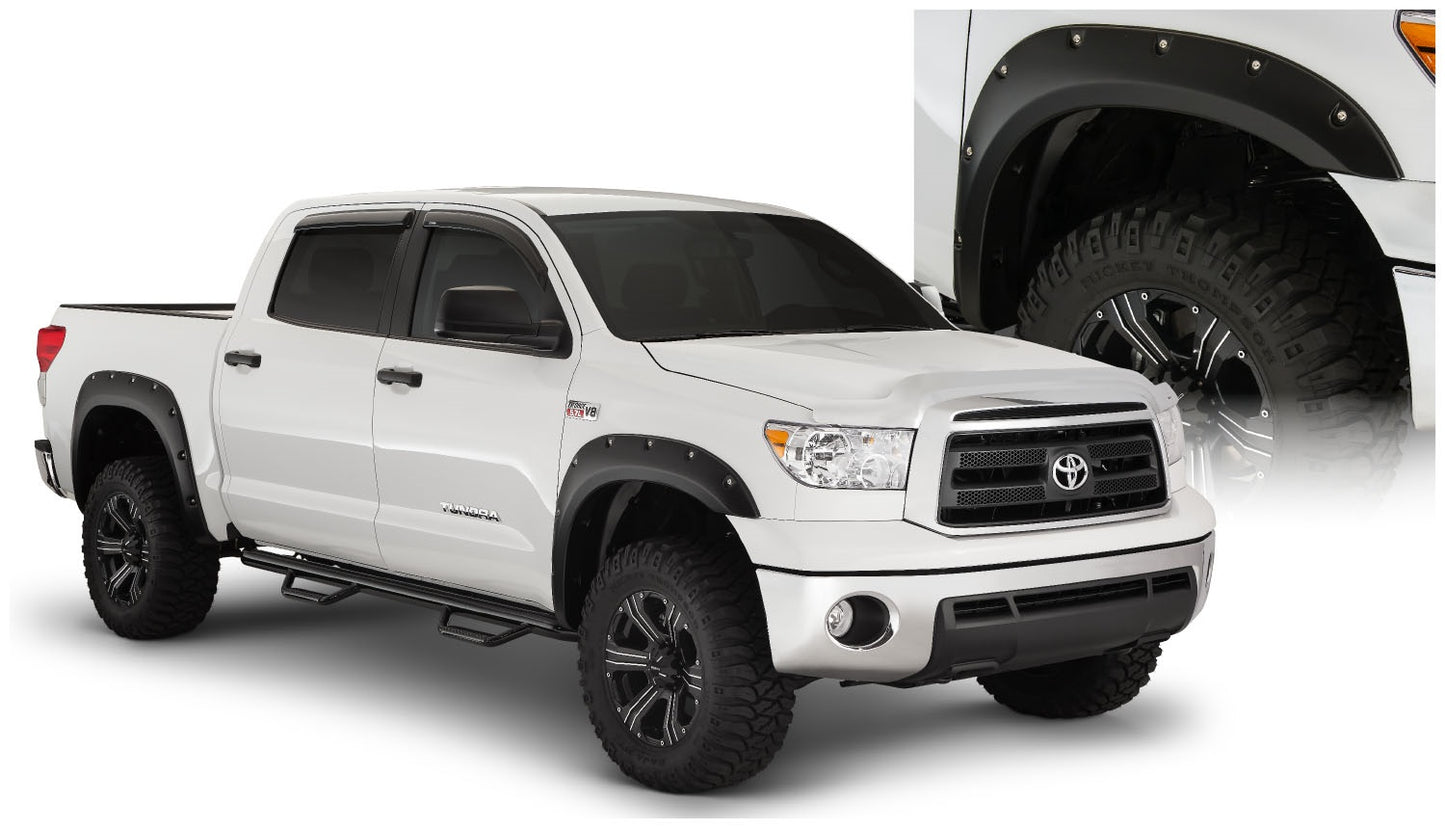 Bushwacker 30911-02 Black Pocket/Rivet Style Smooth Finish 4-Piece Fender Flare Set For 2007-2013 Toyota Tundra