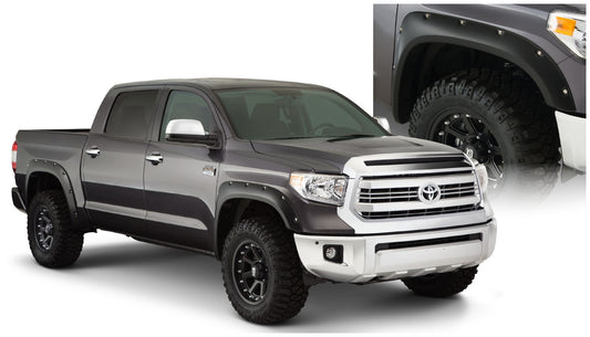 Bushwacker 30918-02 Black Pocket/Rivet Style Smooth Finish 4-Piece Fender Flare Set For 2014-2021 Toyota Tundra