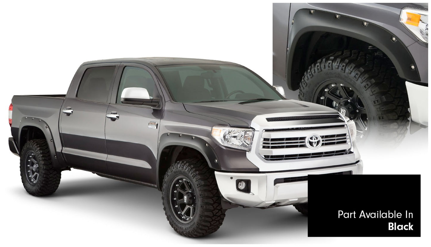 Bushwacker 30918-33 Pocket/Rivet Style Color Matched Black 4-Piece Fender Flare Set For 2016-2018 Toyota Tundra