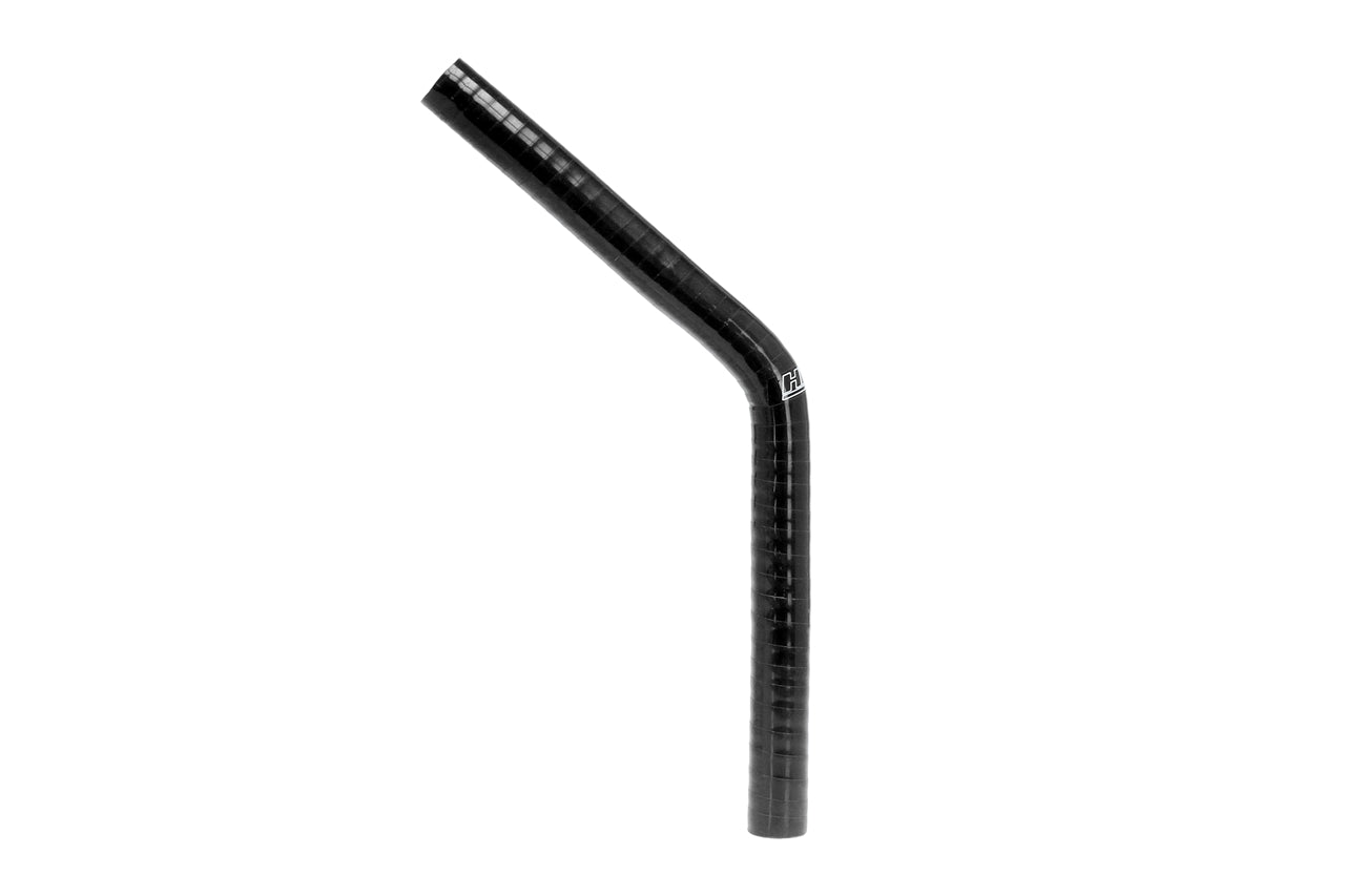 HPS Performance Silicone 45 Degree ElbowHigh Temp 4-ply Reinforced1-3/8" ID10" LegBlack HTSEC45-138-L10-BLK