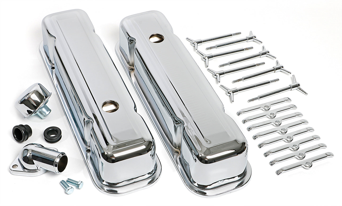 Trans-Dapt Performance Pontiac Engine Dress-Up Kit; Tall Valve Covers; Pontiac 301-455 (Not 403)- Chrome 3100