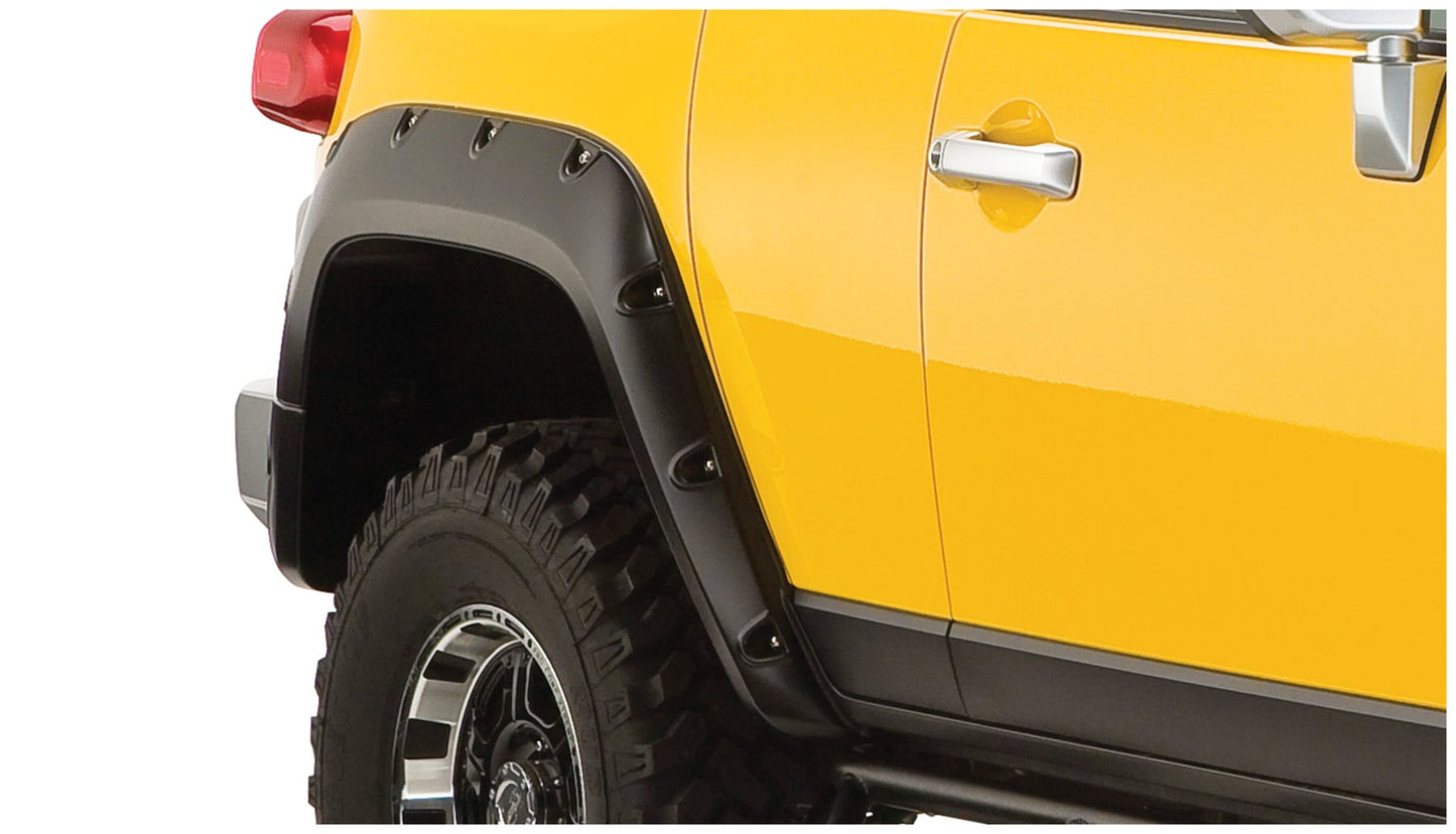 Bushwacker 31064-02 Black Pocket/Rivet Style Smooth Finish Rear Fender Flares For 2007-2014 Toyota FJ Cruiser