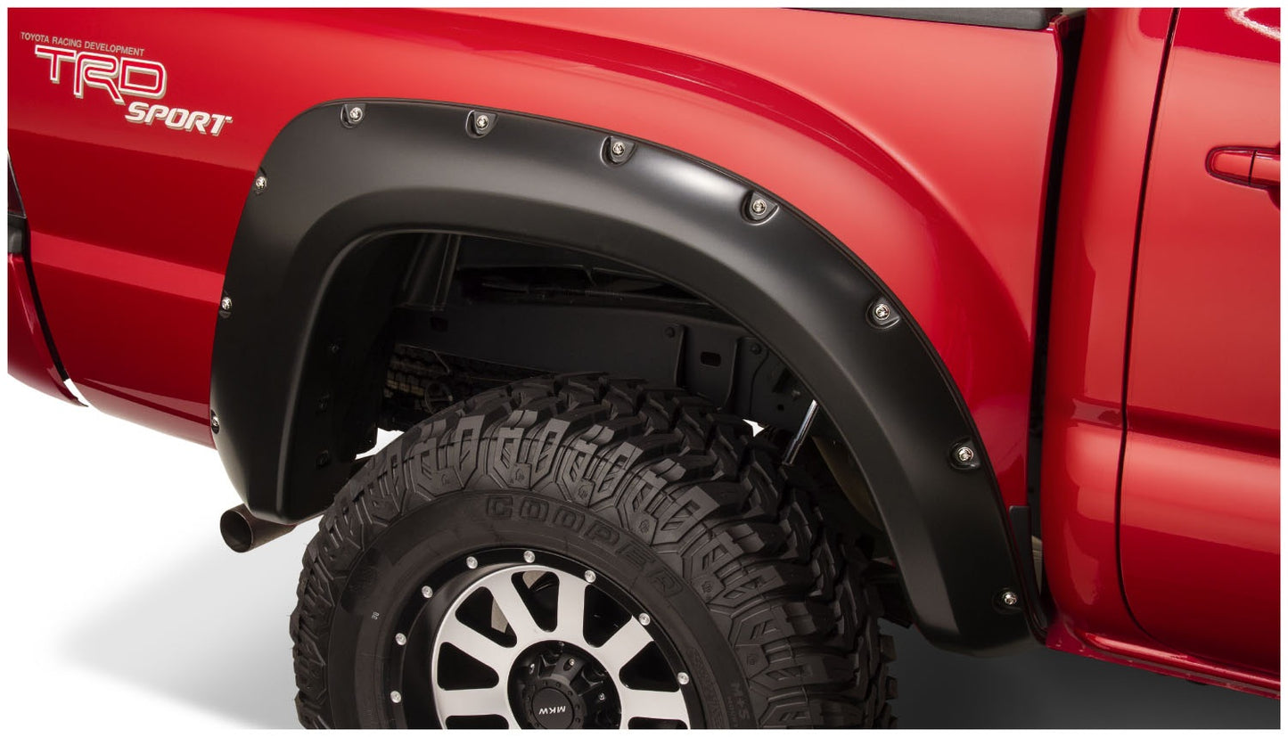 Bushwacker 31080-02 Black Pocket/Rivet Style Smooth Finish Rear Fender Flares For 2012-2015 Toyota Tacoma