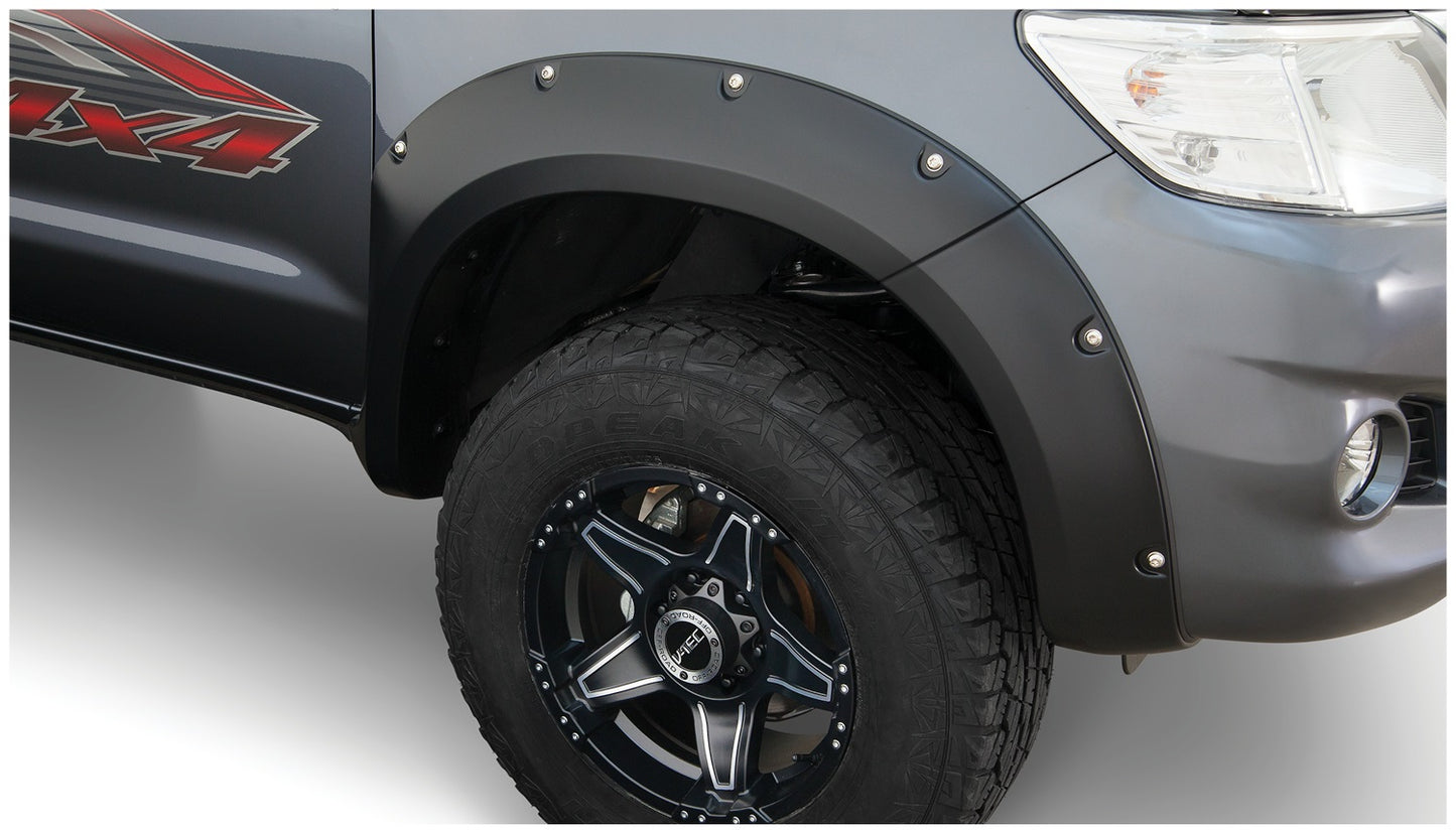 Bushwacker 31081-02 Black Pocket/Rivet Style Smooth Finish Front Fender Flares For 2011-2013 Toyota Hilux