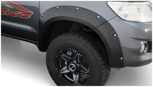 Bushwacker 31081-02 Black Pocket/Rivet Style Smooth Finish Front Fender Flares For 2011-2013 Toyota Hilux