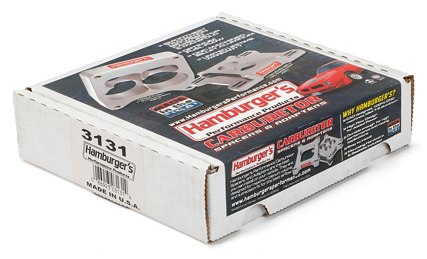 HAMBURGER'S PERFORMANCE PRODUCTS HAMBURGER BILLET 1 IN. HOLLEY 2V 1.5 IN. PORTED SPACER MOD-4 RACING 3131