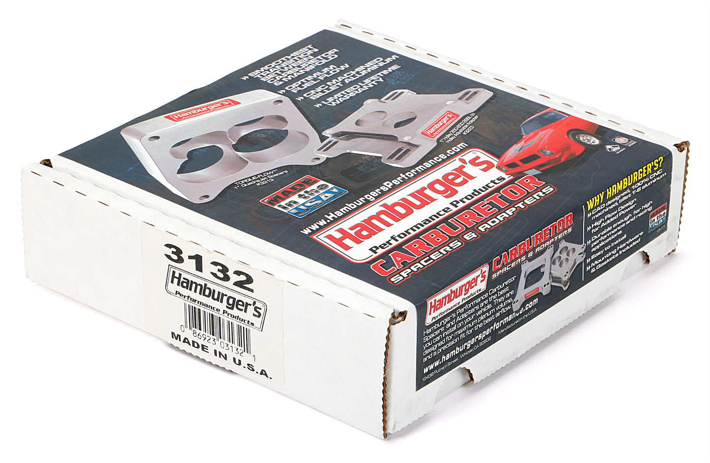 HAMBURGER'S PERFORMANCE PRODUCTS HAMBURGER BILLET 2 IN. HOLLEY 2V 1.5 IN. PORTED SPACER MOD-4 RACING 3132