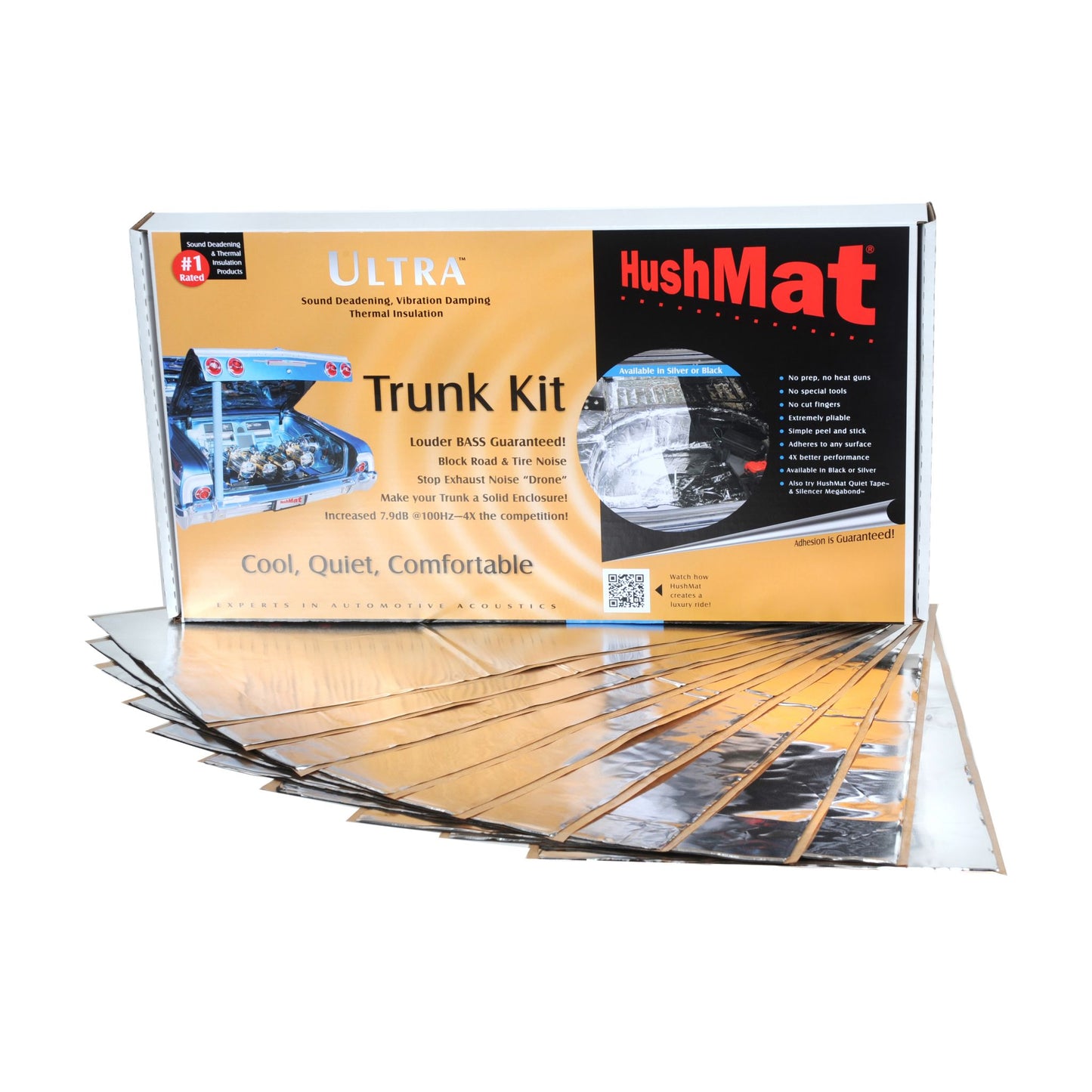 Hushmat Trunk Kit - Silver Foil with Self Adhesive Butyl-10 Sheets 12inx23in ea 19 sq ft 10301