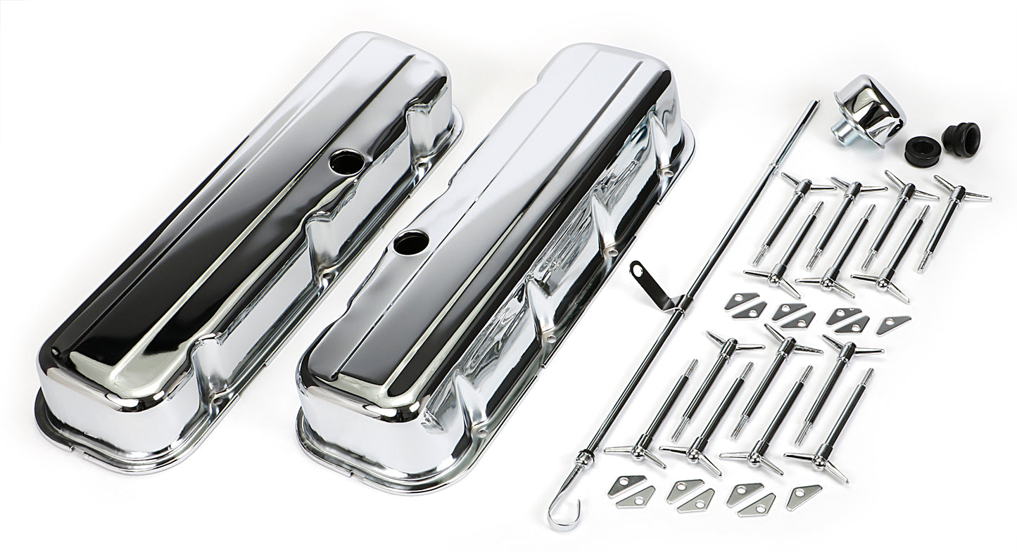 Trans-Dapt Performance Engine Dress-Up Kit; 1965-95 Bb Chevrolet 396-454 (Mark Iv); Tall Valve Covers- Chrome 3144