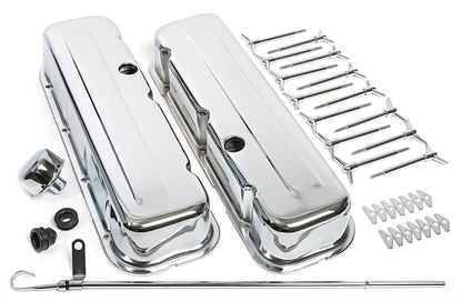 Trans-Dapt Performance Engine Dress-Up Kit; 1965-95 Bb Chevrolet 396-454 (Mark Iv); Tall Valve Covers- Chrome 3144