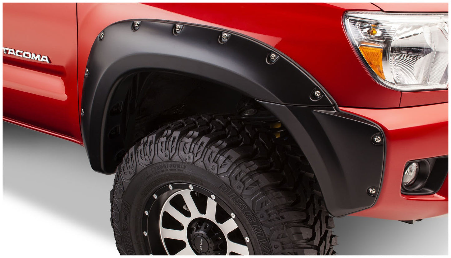 Bushwacker 31927-02 Black Pocket/Rivet Style Smooth Finish 4-Piece Fender Flare Set For 2012-2015 Toyota Tacoma W/73.5 In. Bed