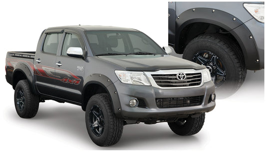 Bushwacker 31929-02 Black Pocket/Rivet Style Smooth Finish 4-Piece Fender Flare Set For 2011-2013 Toyota Hilux