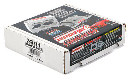 HAMBURGER'S PERFORMANCE PRODUCTS OPEN PLENUM CARBURETOR SPACER- HOLLEY / AFB; 1 IN. TALL- BILLET ALUMINUM 3201