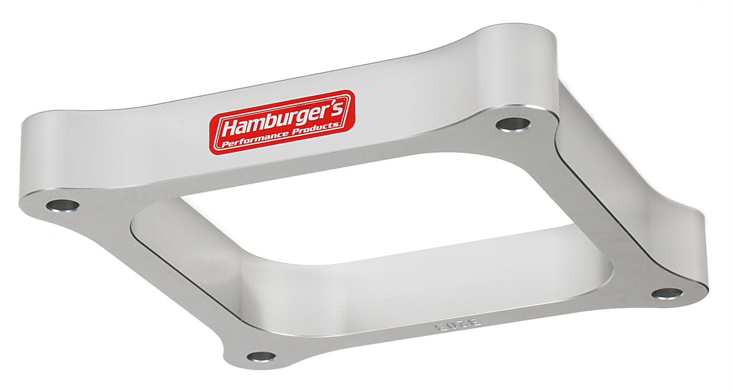 HAMBURGER'S PERFORMANCE PRODUCTS OPEN PLENUM CARBURETOR SPACER- HOLLEY DOMINATOR; 1 IN. TALL- BILLET ALUMINUM 3203