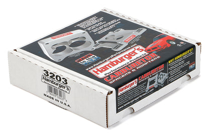HAMBURGER'S PERFORMANCE PRODUCTS OPEN PLENUM CARBURETOR SPACER- HOLLEY DOMINATOR; 1 IN. TALL- BILLET ALUMINUM 3203