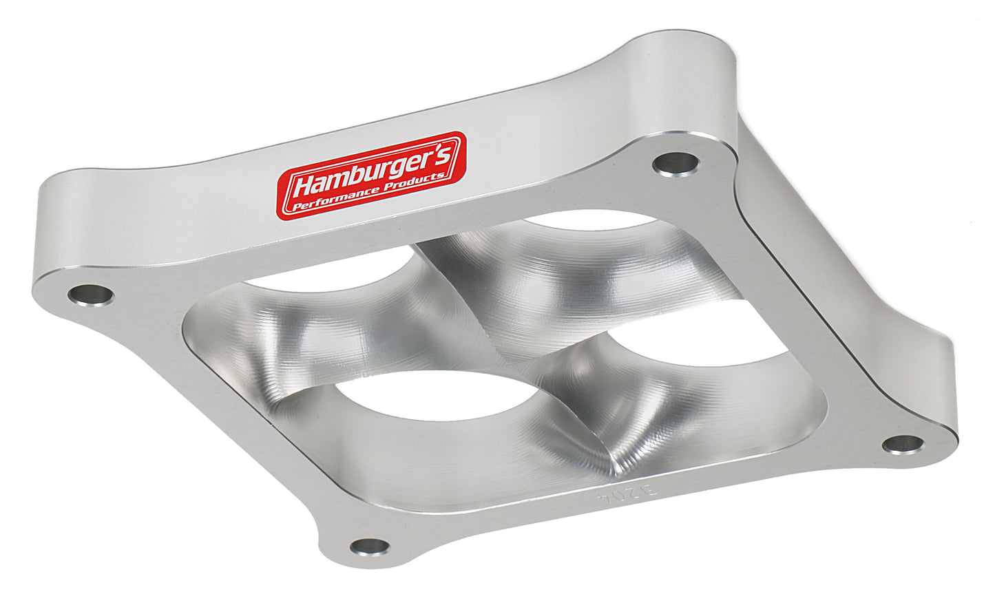 HAMBURGER'S PERFORMANCE PRODUCTS TORQUE-FLOW CARBURETOR SPACER- HOLLEY DOMINATOR- PORTED; 1 IN. TALL- BILLET ALUMINUM 3204