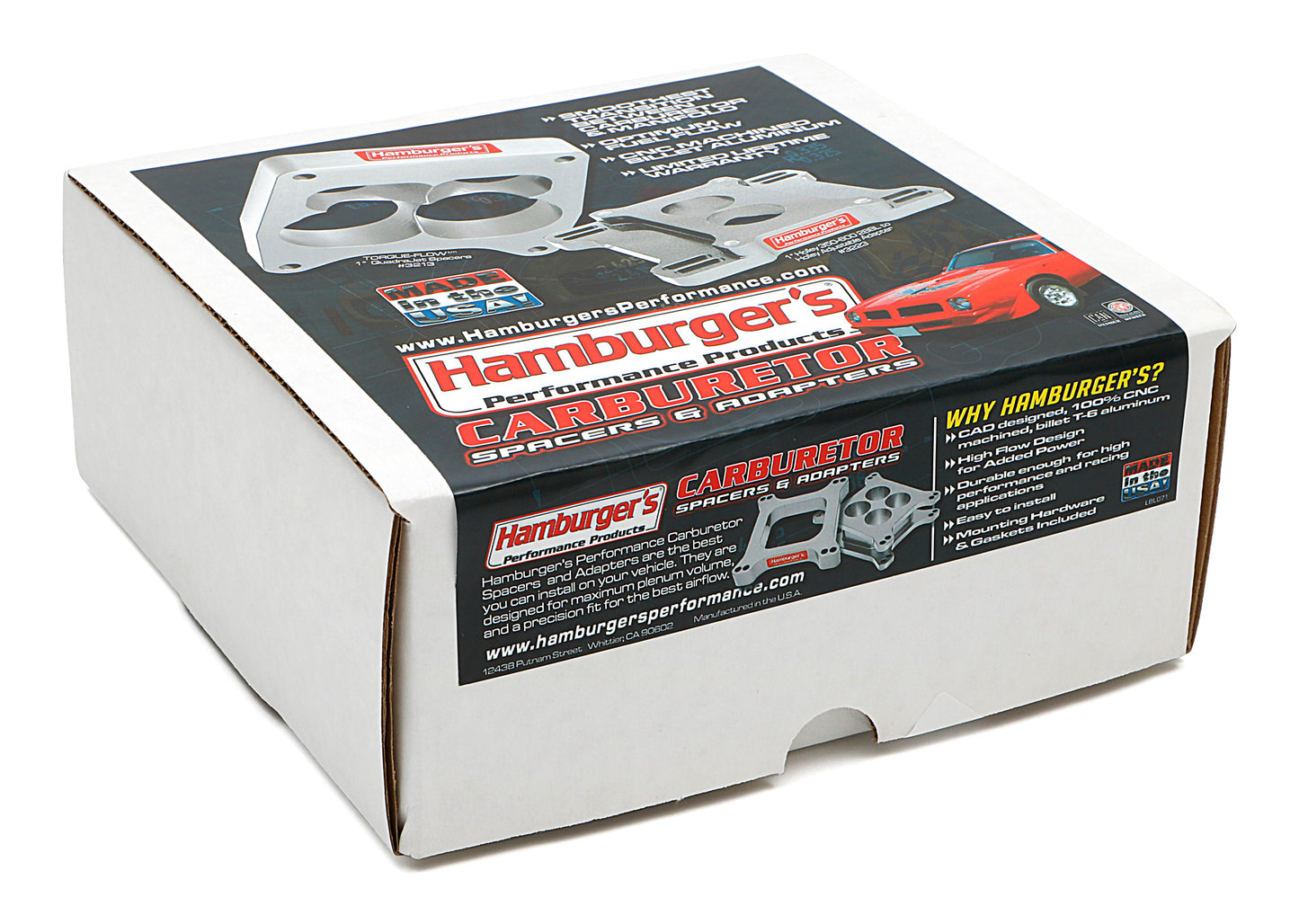 Holley 4BBL Carb. Spacer; Std. Manifold; 1-1/2 in. Tall; Standard Port-Billet 3207