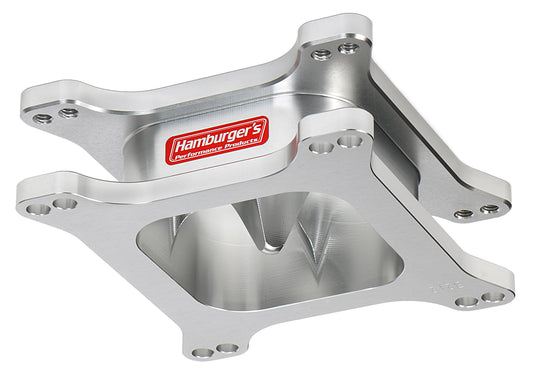 HAMBURGER'S PERFORMANCE PRODUCTS TORQUE-FLOW CARBURETOR SPACER- HOLLEY / AFB- PORTED; 2 IN. TALL- BILLET ALUMINUM 3212