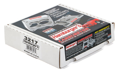 HAMBURGER'S PERFORMANCE PRODUCTS OPEN PLENUM CARBURETOR SPACER- HOLLEY DUAL PLANE; 1 IN. TALL- BILLET ALUMINUM 3217